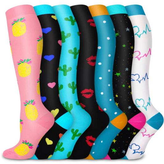 Assorted Design Knee High Compression Stockings